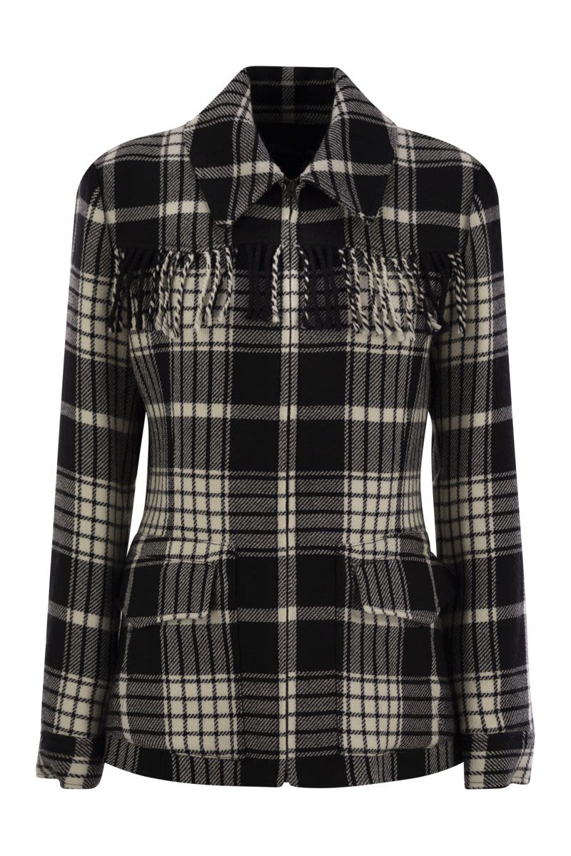 ジャケット Ralph Lauren Plaid wool jacket with fringes (211941389 001) Ralph Lauren PLAID WOOL JACKET WITH FRINGES - Jackets