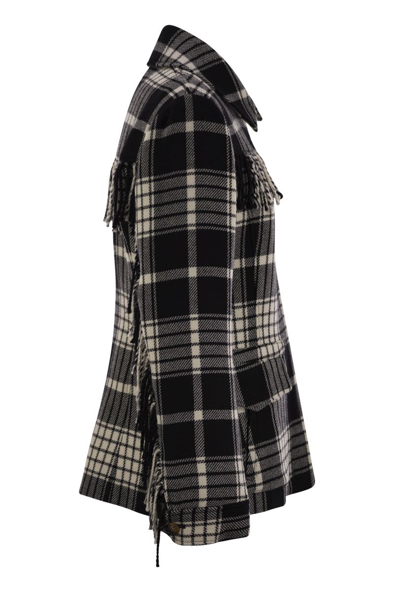 ジャケット Ralph Lauren Plaid wool jacket with fringes (211941389 001) Ralph Lauren PLAID WOOL JACKET WITH FRINGES - Jackets