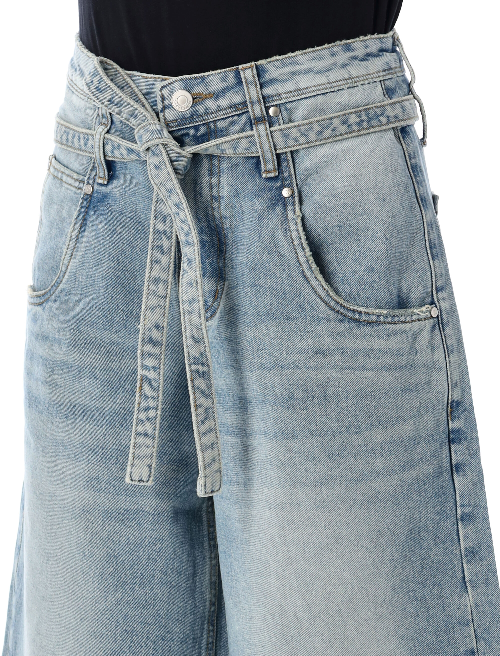 デニム・ジーパン LOW CLASSIC : 25SS / BELTED DENIM BERMUDA PANTS (2COLORS) LOW CLASSIC