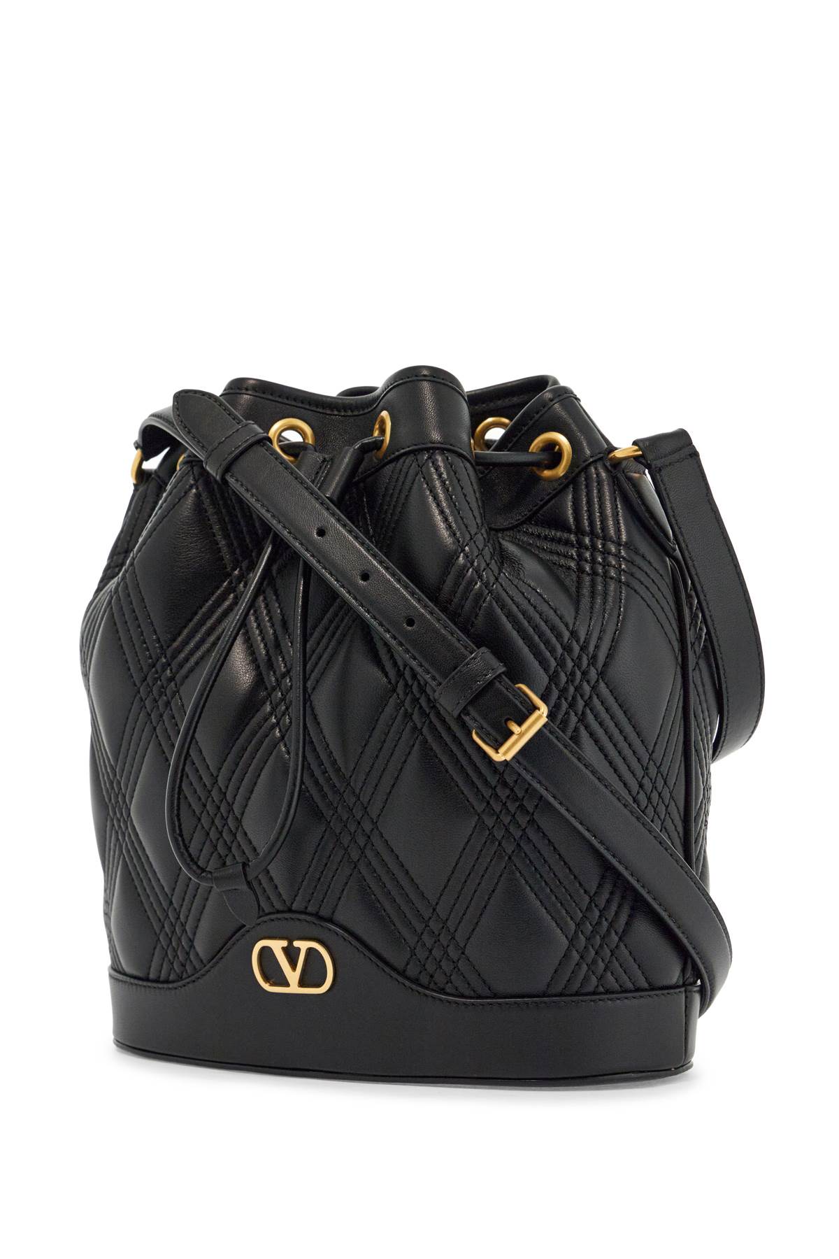 ショルダーバッグ・ポシェット Valentino Garavani Black Nappa Leather Quiltie Bucket Bag Valentino BLACK NAPPA LEATHER QUILTIE BUCKET BAG - Tote Bags