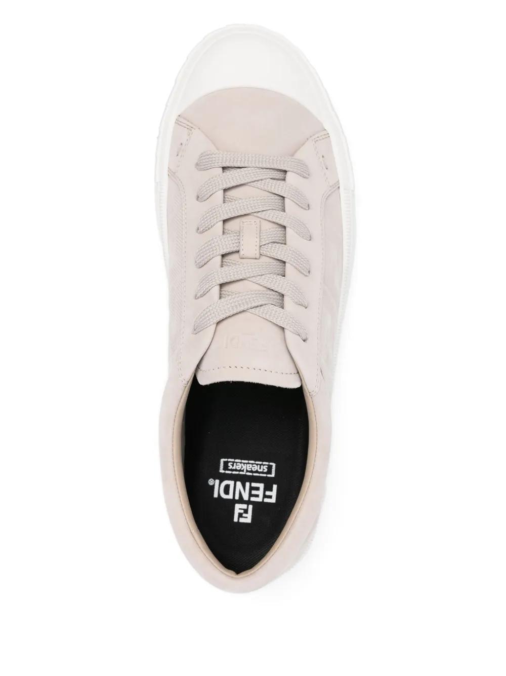 Fendi LIGHT GREY LEATHER DOMINO SNEAKERS - Casual Shoes