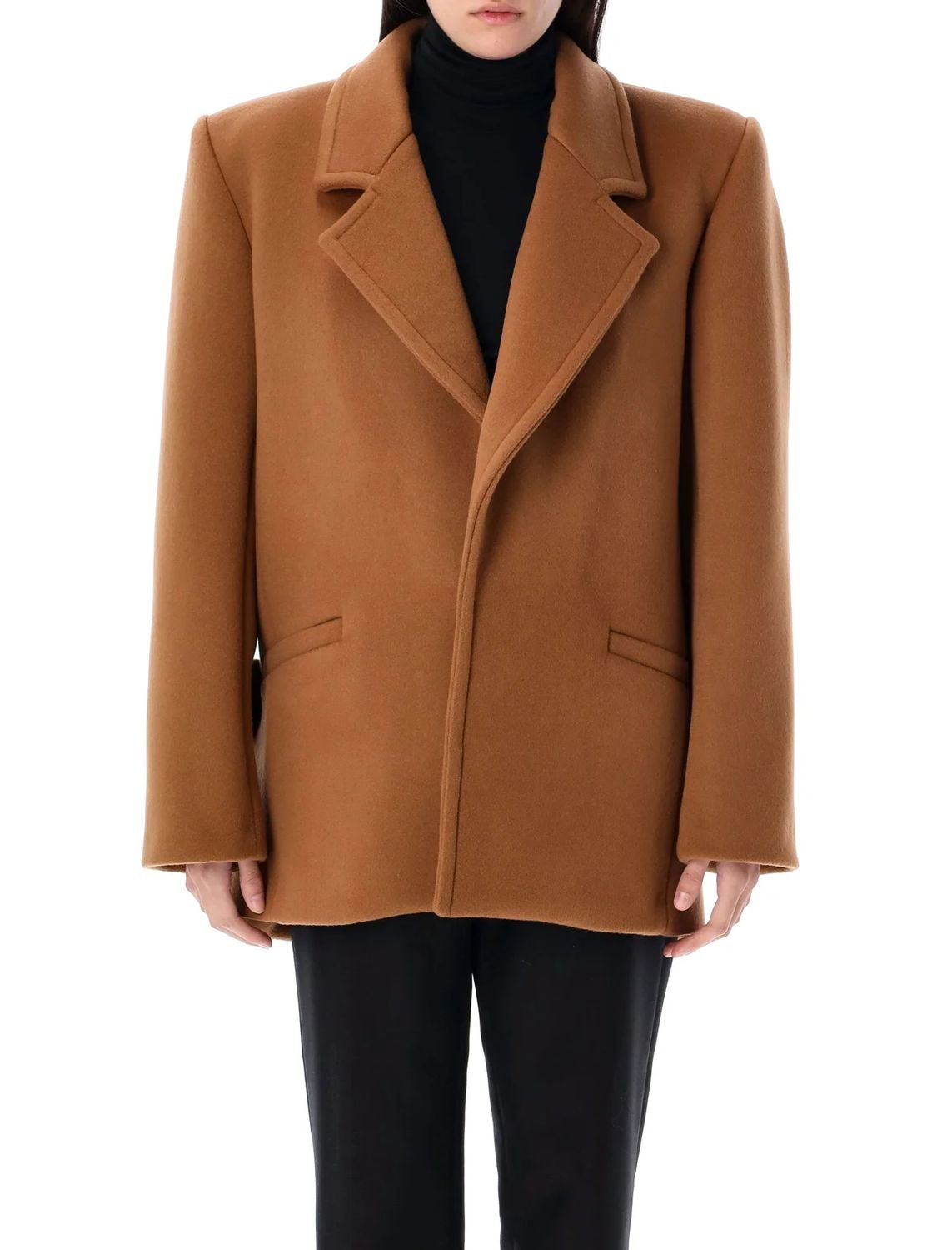 【関税&送料込】Saint Laurent Camel Wool Short Coat jacket in wool gabardine | Saint Laurent | YSL US