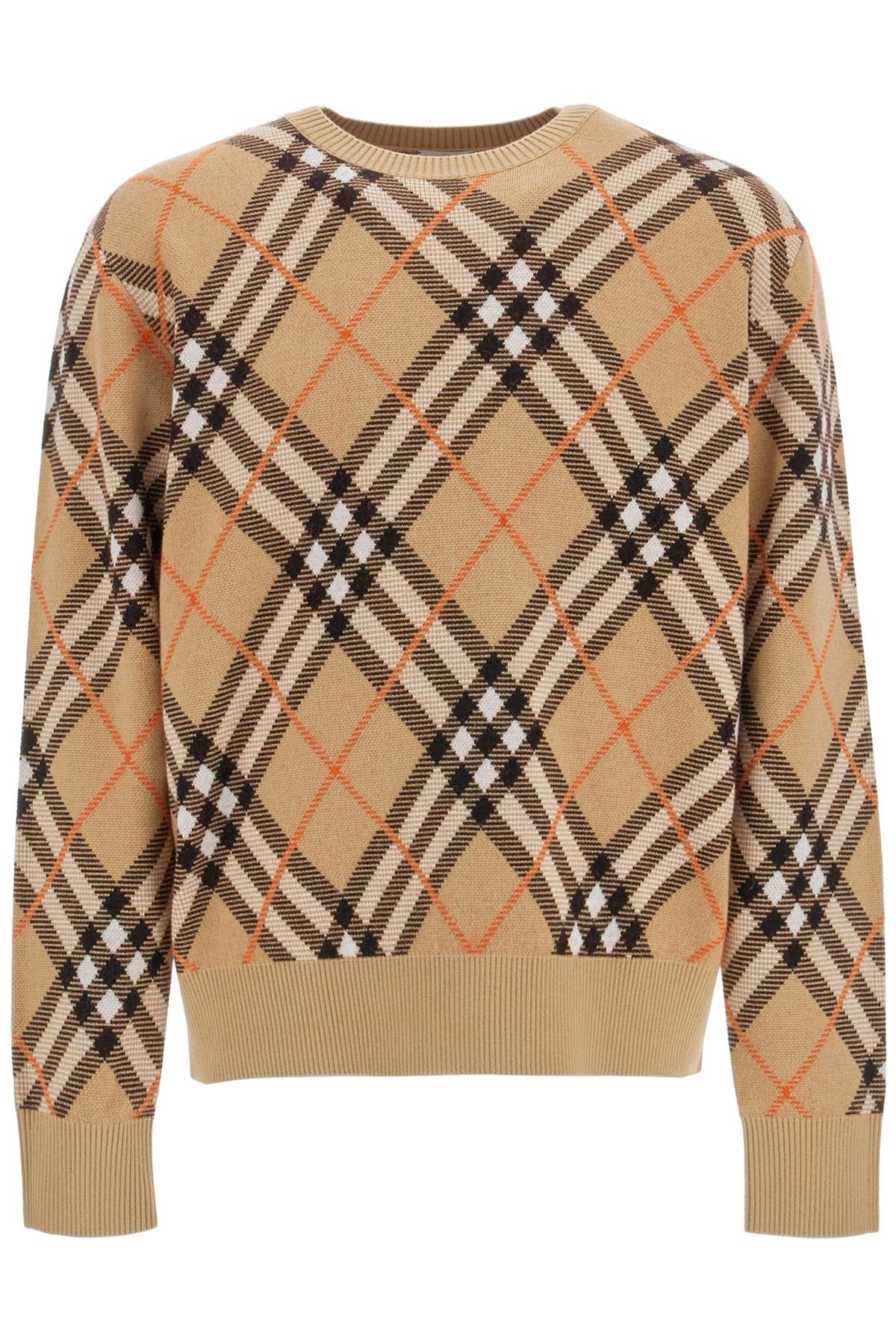 【送料&関税込】Burberry Embroidered Wool Sweater Check Wool Mohair Blend Sweater in Sand - Women, Nylon