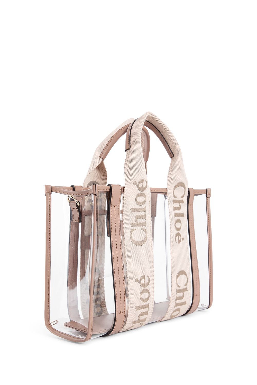 Chloé TWO-TONE RUBBER AND LEATHER SMALL WOODY SHOPPING BAG