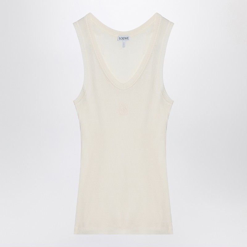 Tシャツ・カットソー LOEWE White Silk Tank Top Loewe WHITE SILK TANK TOP WITH ANAGRAM LOGO - Lingerie