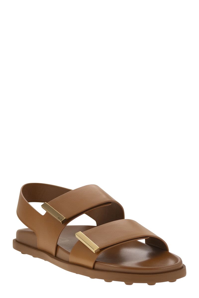 【関税＆送料込み】Tod'S Sandal With Two Leather Straps Woman BROWN Sandals in Leather XXW68K0JE60N6M419999 | Tods